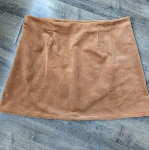 Cider Curve 1XL Camel Corduroy Mini Skirt - 70s Style / Dark Academia / Fall